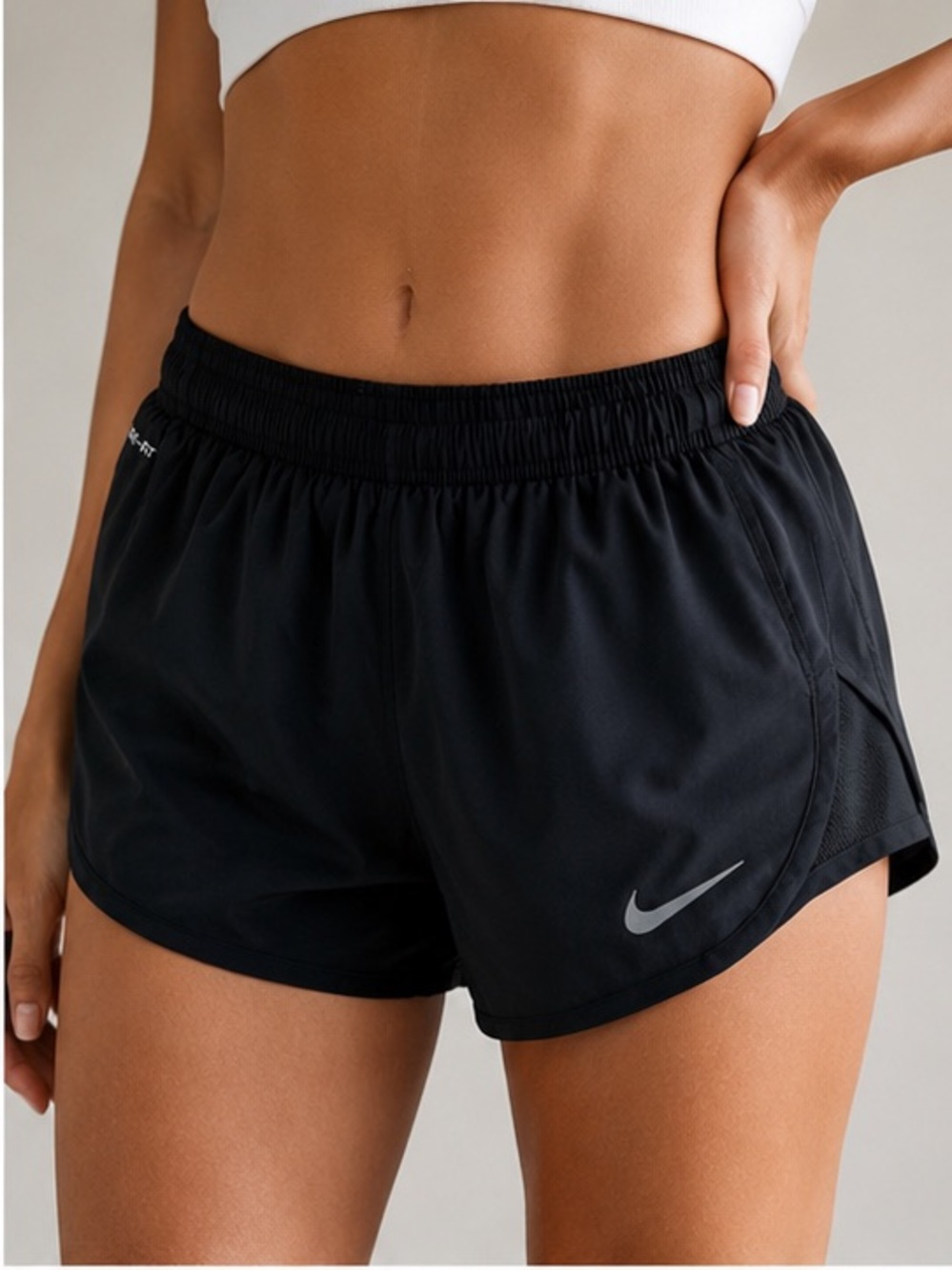 Nike Dri-FIT Black Running Shorts Women’s XS Athletic Reflective Swoosh